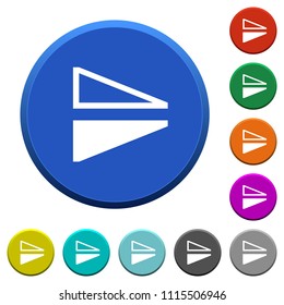 Flip vertical round color beveled buttons with smooth surfaces and flat white icons