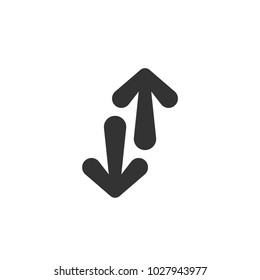 Flip Vertical vector icon. Two black opposite  cartoon arrows isolated on white. Flat icon. Exchange icon. Good for web and software interfaces.  Flip flop pictogram.