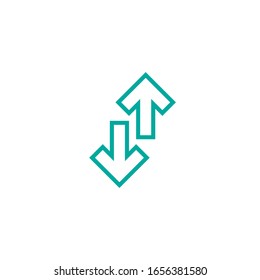 Flip Vertical vector icon. Two blue opposite line arrows isolated on white. Flat icon. Exchange icon. Good for web and software interfaces.  Flip flop pictogram.