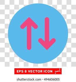 Flip Vertically round icon. Vector EPS illustration style is flat iconic bicolor symbol, pink and blue colors, transparent background.