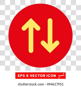 Flip Vertically round icon. Vector EPS illustration style is flat iconic bicolor symbol, yellow and intensive red colors, transparent background.