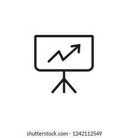 Flipchart with arrow graph line icon. Growth, success, strategy. Training concept. Vector illustration can be used for topics like business, planning, marketing