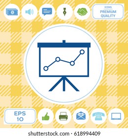 Flip-chart with a graph. Web icon.
