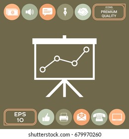 Flip-chart with a graph. Web icon.