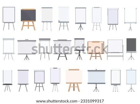 Flipchart icons set cartoon vector. Board education. Classroom stand