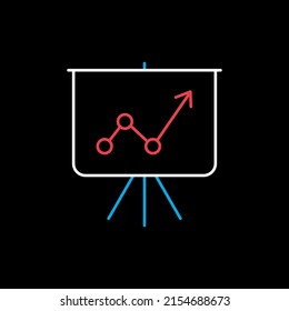 Flip-chart outline icon. Projection screen with a graph. Business sign. Graph symbol for your web site design, logo, app, UI. Vector illustration