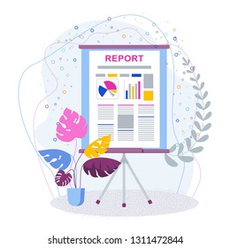 Flipchart for presentation concept. Cartoon flat vector illustration. Objects isolated on a white background.