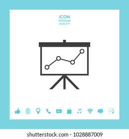 Flip-chart, projection screen with a graph.