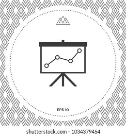 Flip-chart, projection screen with a graph.