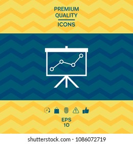 Flip-chart, projection screen with a graph.