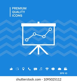 Flip-chart, projection screen with a graph.