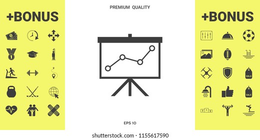 Flip-chart, projection screen with a graph.