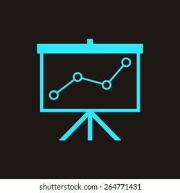 Flip-chart, projection screen with a graph.