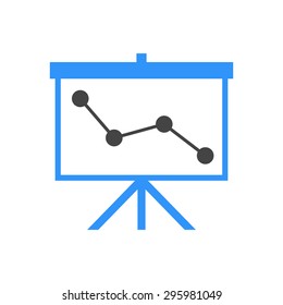 Flip-chart, projection screen with a graph.