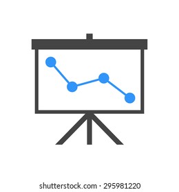 Flip-chart, projection screen with a graph.