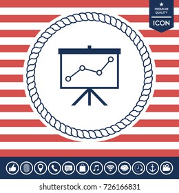 Flip-chart, projection screen with a graph.