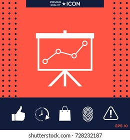 Flip-chart, projection screen with a graph.