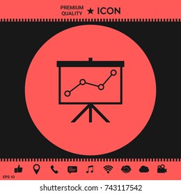 Flip-chart, projection screen with a graph.