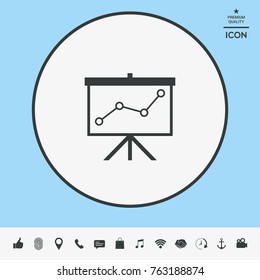 Flip-chart, projection screen with a graph.