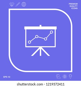 Flip-chart, projection screen with a graph. Graphic elements for your design