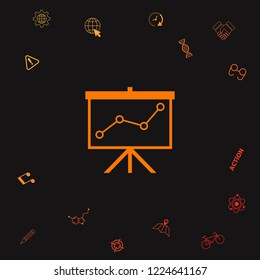 Flip-chart, projection screen with a graph. Graphic elements for your design