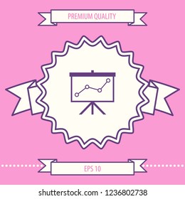 Flip-chart, projection screen with a graph. Graphic elements for your design