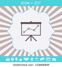Flip-chart, projection screen with a graph. Graphic elements for your design