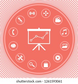 Flip-chart, projection screen with a graph. Graphic elements for your design