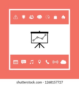 Flip-chart, projection screen with a graph. Graphic elements for your design