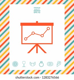 Flip-chart, projection screen with a graph. Graphic elements for your design