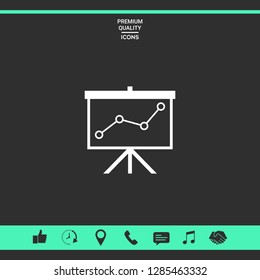 Flip-chart, projection screen with a graph. Graphic elements for your design