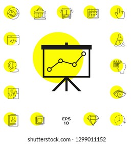 Flip-chart, projection screen with a graph. Graphic elements for your design