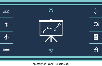 Flip-chart, projection screen with a graph. Graphic elements for your design