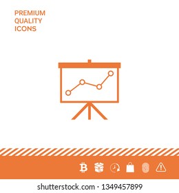 Flip-chart, projection screen with a graph. Graphic elements for your design