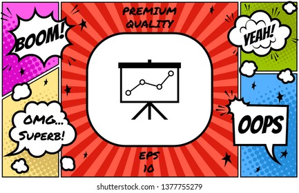 Flip-chart, projection screen with a graph. Graphic elements for your design