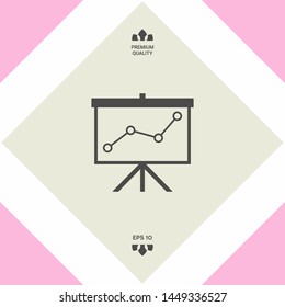 Flip-chart, projection screen with a graph. Graphic elements for your design