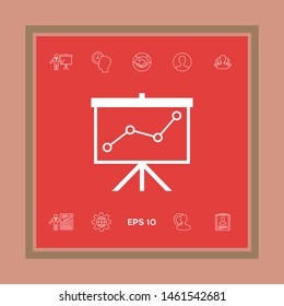 Flip-chart, projection screen with a graph. Graphic elements for your design