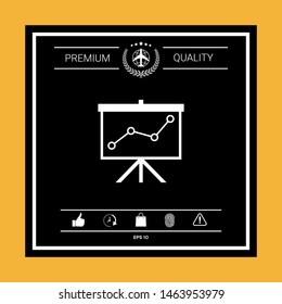 Flip-chart, projection screen with a graph. Graphic elements for your design