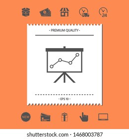 Flip-chart, projection screen with a graph. Graphic elements for your design