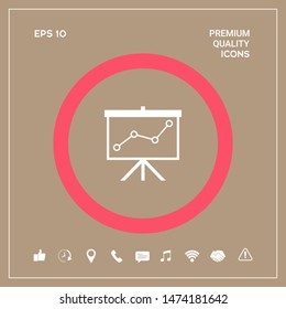 Flip-chart, projection screen with a graph. Graphic elements for your design