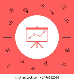 Flip-chart, projection screen with a graph. Graphic elements for your design