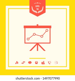 Flip-chart, projection screen with a graph. Graphic elements for your design