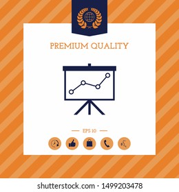 Flip-chart, projection screen with a graph. Graphic elements for your design