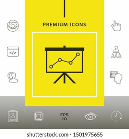 Flip-chart, projection screen with a graph. Graphic elements for your design