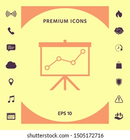 Flip-chart, projection screen with a graph. Graphic elements for your design