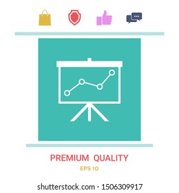 Flip-chart, projection screen with a graph. Graphic elements for your design