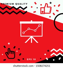 Flip-chart, projection screen with a graph. Graphic elements for your design