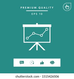 Flip-chart, projection screen with a graph. Graphic elements for your design