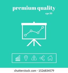 Flip-chart, projection screen with a graph. Graphic elements for your design