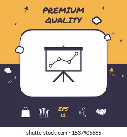 Flip-chart, projection screen with a graph. Graphic elements for your design